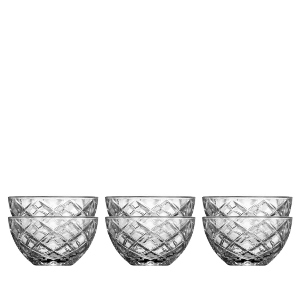 LYNGBY-GLAS Dessertschale Glas, D (Set) 12cm Schälchen Diamant-Serie Lyngby 6er, Glas ca