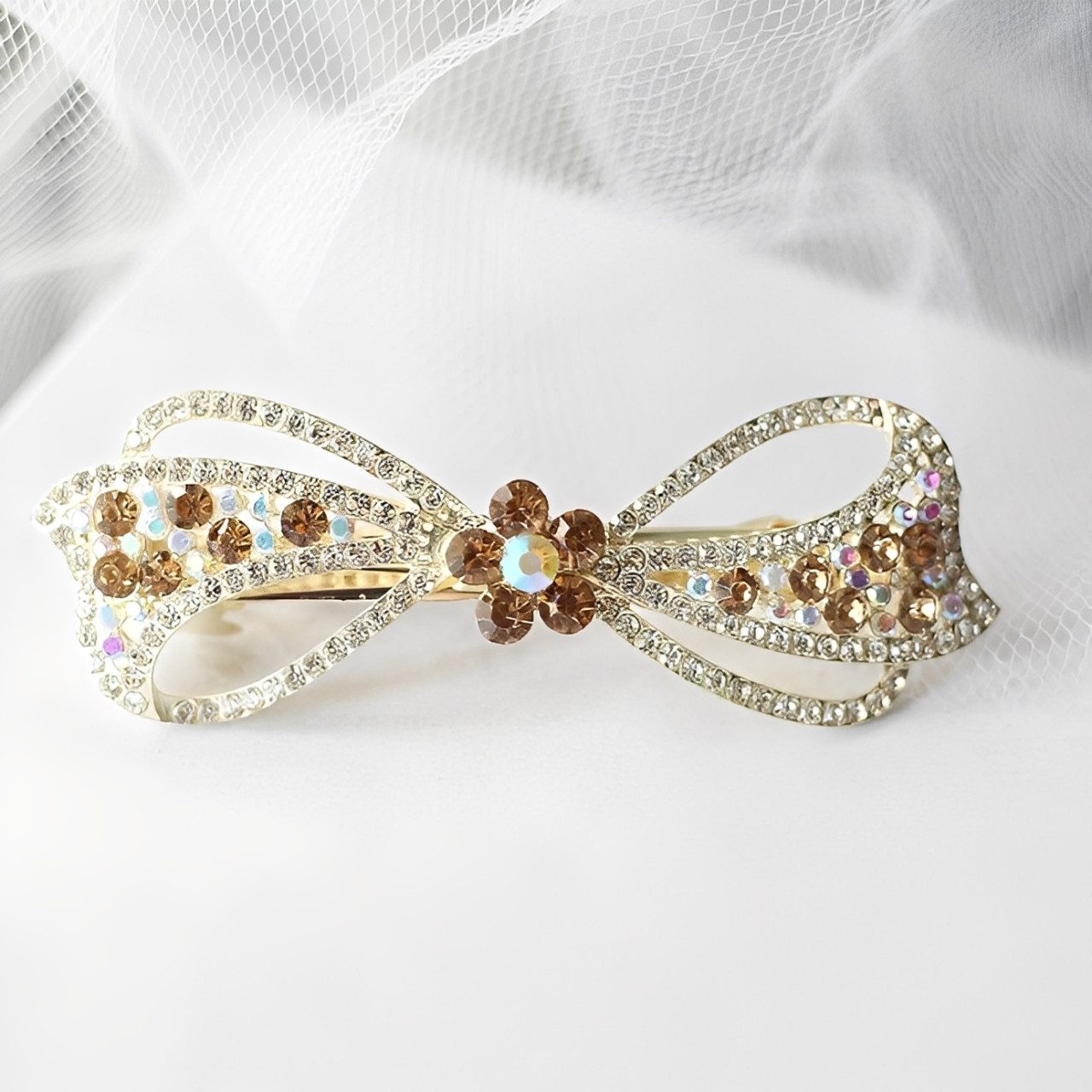 The Beauty House Haarspange Luxus Haarklammer Schleife mit Strass Kristallen Haarkamm Haarschmuck, Haarclip für Damen, Braut, Hochzeit, Party & festliche Anlässe