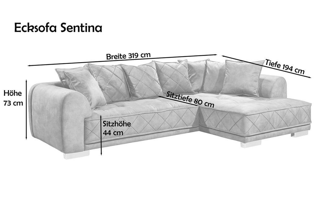 ED EXCITING Couch cm DESIGN x Aubergine 194 Ecksofa, Sentina Ecksofa Ecksofa 319