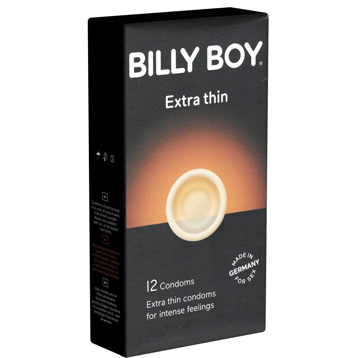 Billy Boy Kondome Extra Dünn (Extra Thin) Packung mit, 12 St., Kondome mit extra dünner Wandstärke, gefühlsaktive Kondome mit dünner Wandstärke