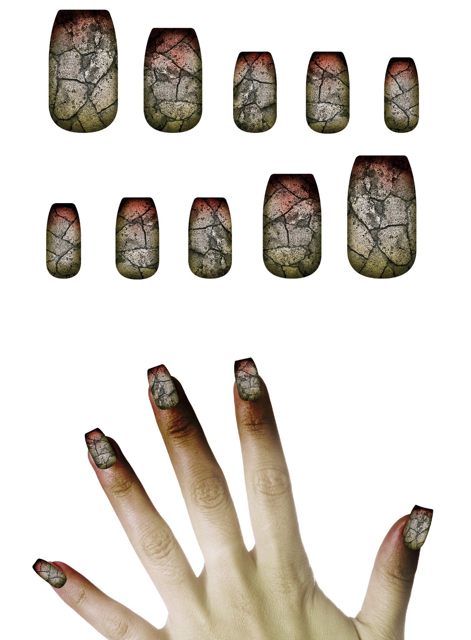 Metamorph Kunstfingernägel Zombie Fingernägel, Künstliche Nägel im untoten Schmodder-Look