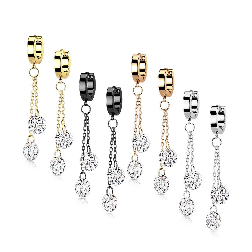 Order & Smile Schmuck Paar Ohrhänger Lange Ohrringe Zirkonia