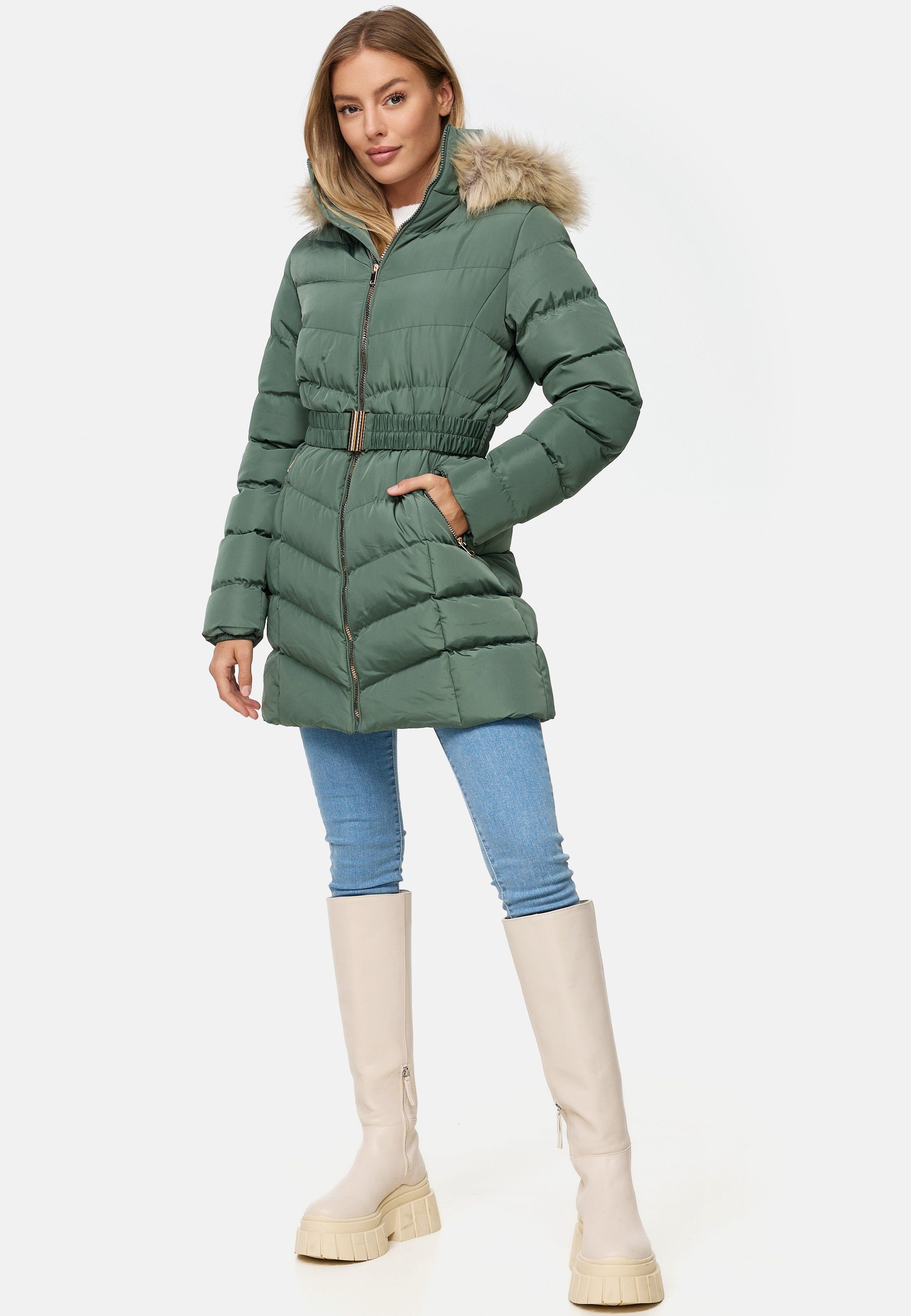 Winterjacke Jacket Threadbare Puffer grün THB Green- Belted Roo