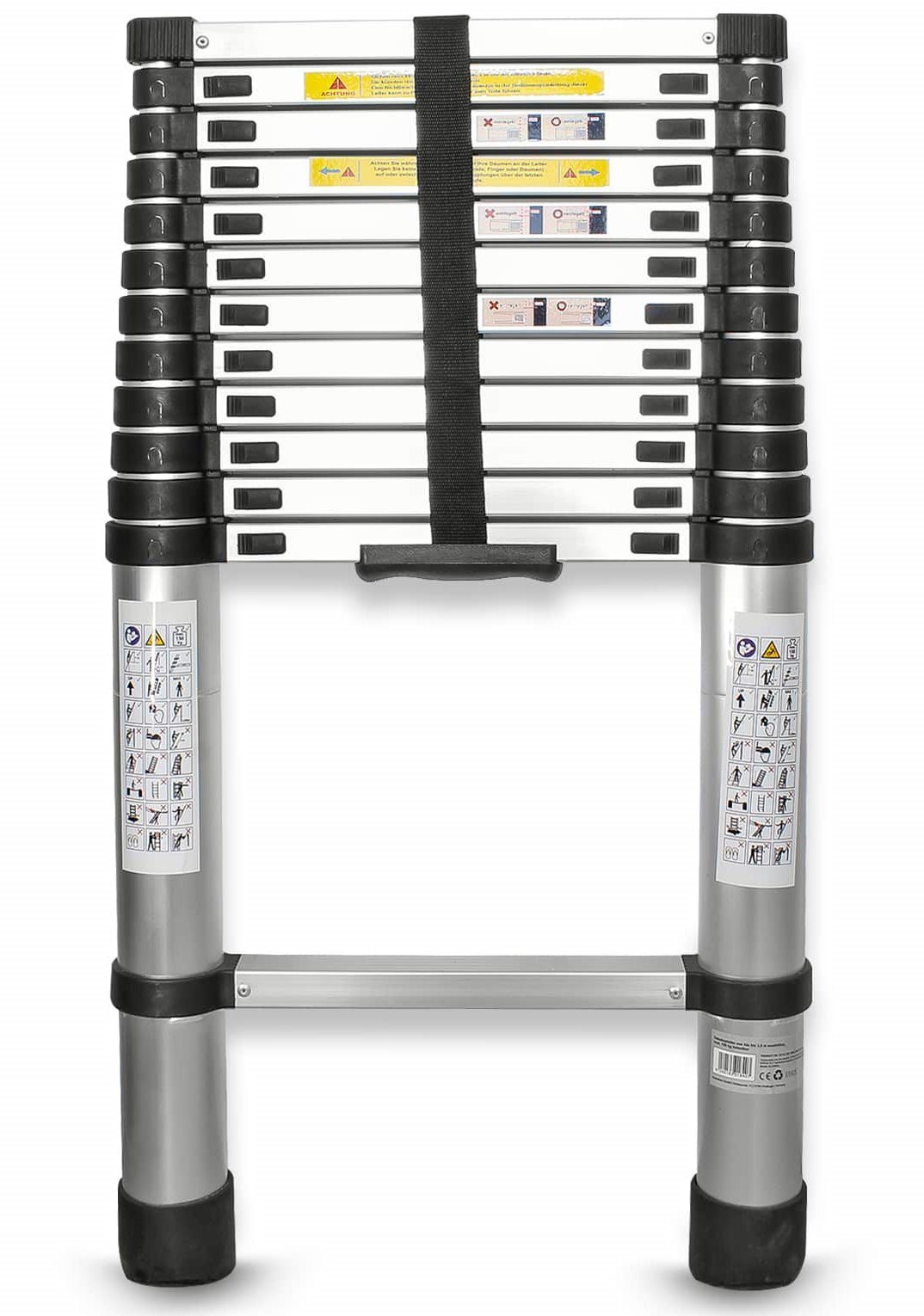 EAXUS Teleskopleiter Ausfahrbare Leiter Aluminium 3,8 Meter DIN EN 131 Mehr günstig online kaufen