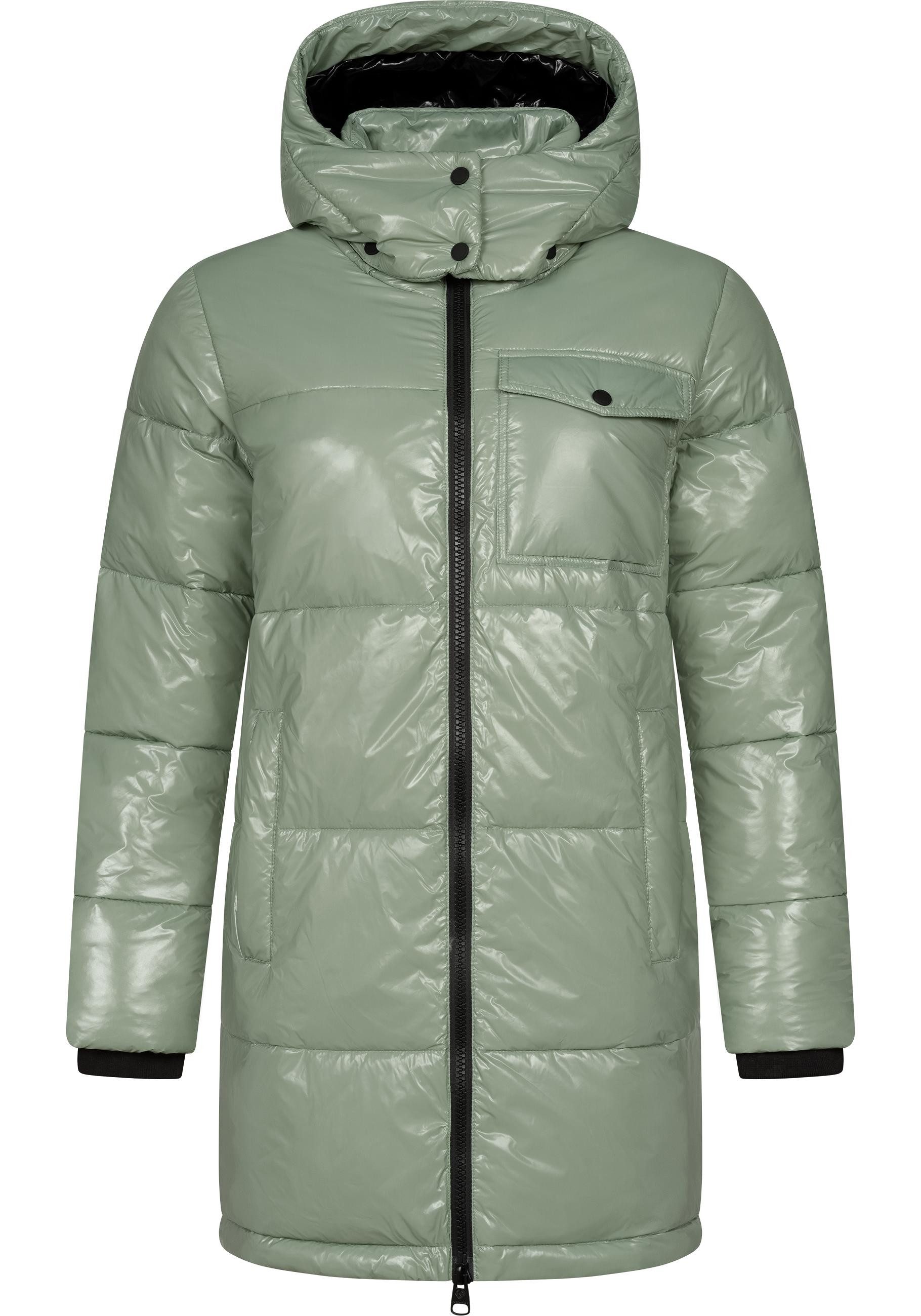 Ragwear Wintermantel Roobie Long super stylischer, gänzender Damen Steppmantel