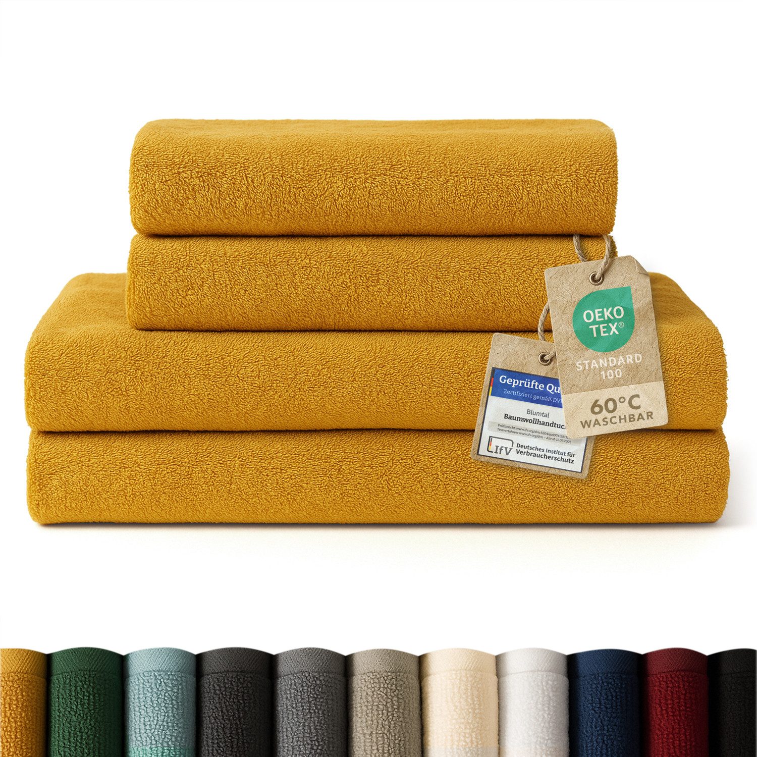 Blumtal Handtuch Set Premium 4/6-tlg. Frottier Dusch- (70x140 cm) & Handtuch (50x100 cm), Frottee (Set, 4-St), 100% Baumwolle, Oeko-TEX Zertifiziert