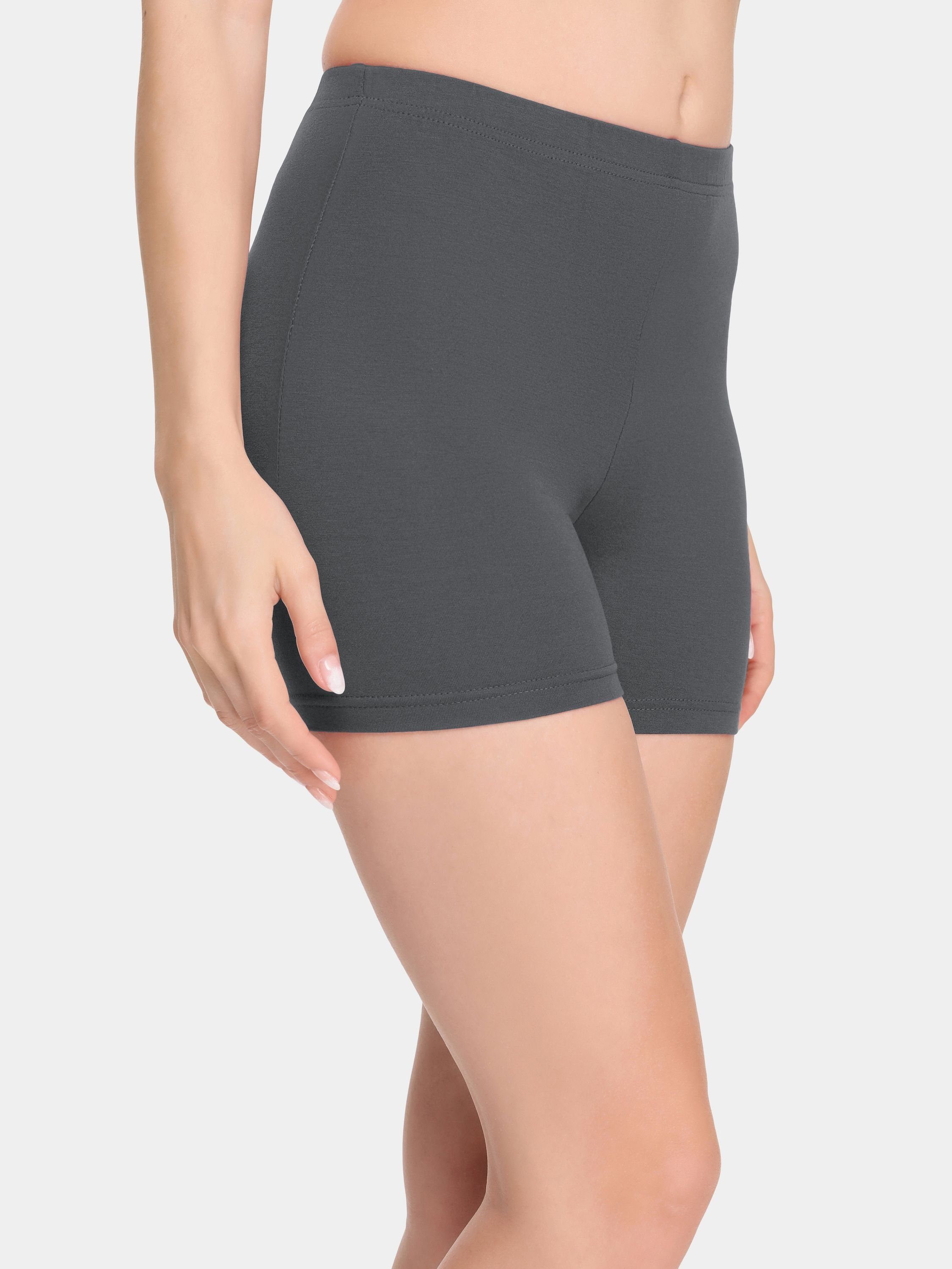 Leggings Unterhose Merry Style Hotpants Boxershorts (1-tlg) Shorts elastischer MS10-392 Radlerhose Bund Grau Damen