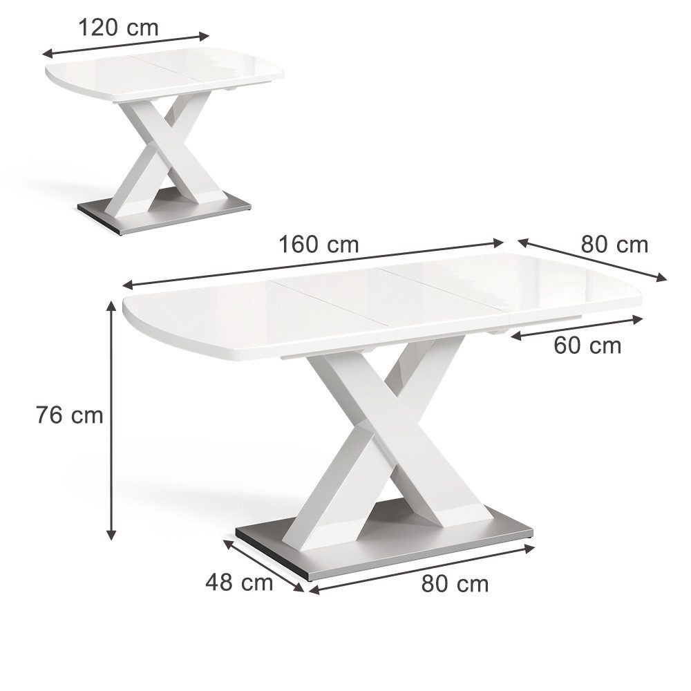 Vicco Esstisch Chinto, Weiß, 120-160 x 80 cm ausziehbar (1-St)