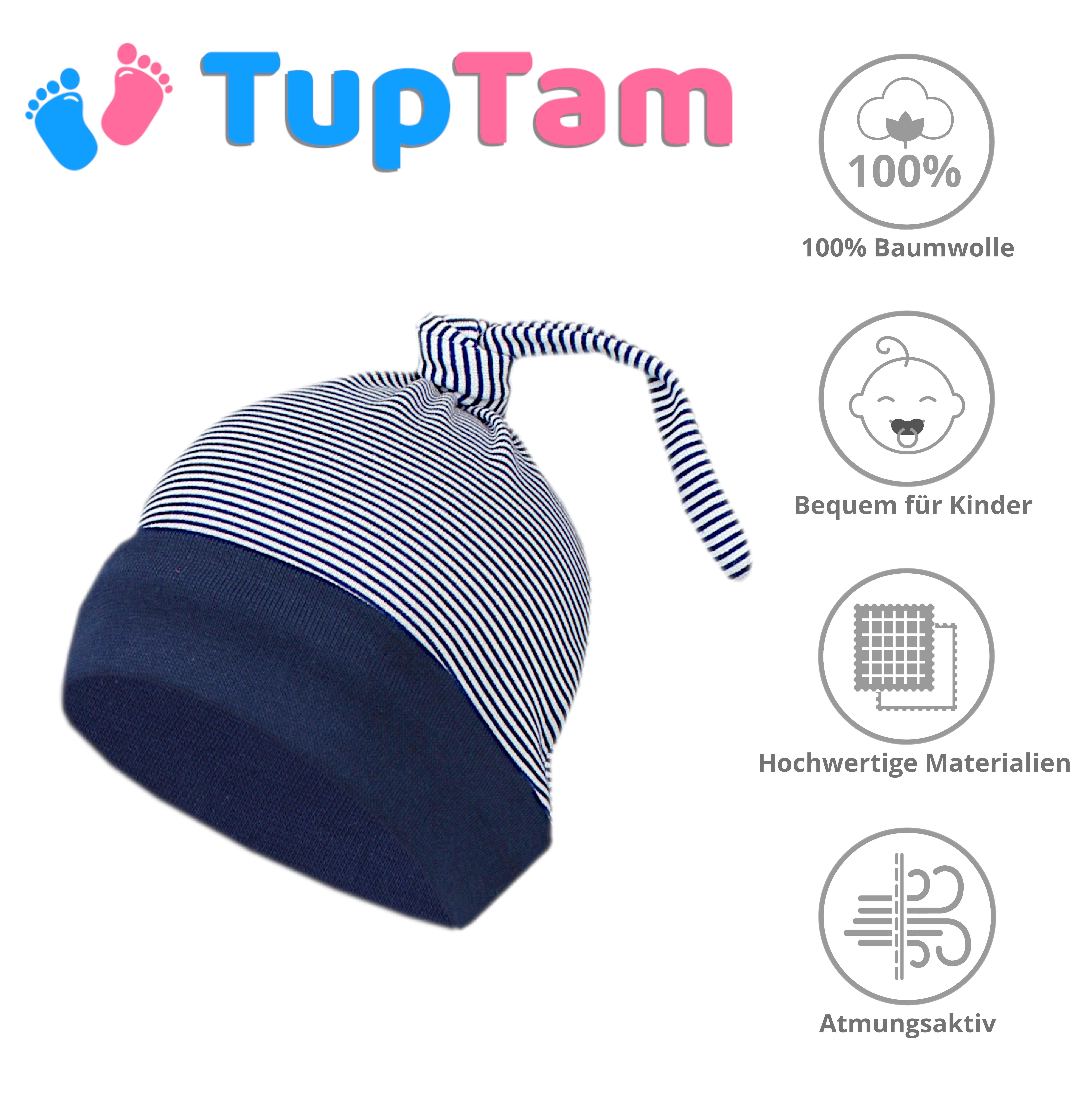 TupTam Erstlingsmütze TupTam Baby Erstlingsmütze für Neugeborene Knoten Pack Mädchen 2er Jungen 9 Mütze Farbenmix