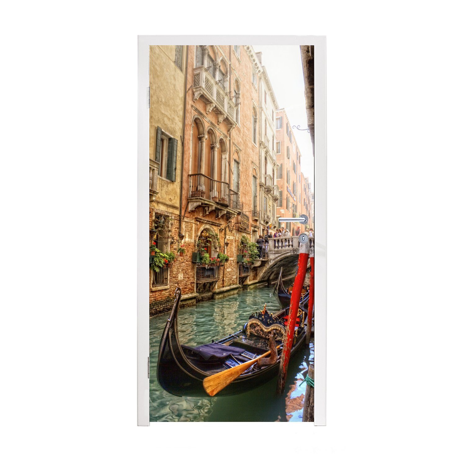 MuchoWow Türtapete Venedig - Italien - Gondel, Matt, bedruckt, (1 St), Fototapete für Tür, Türaufkleber, 75x205 cm