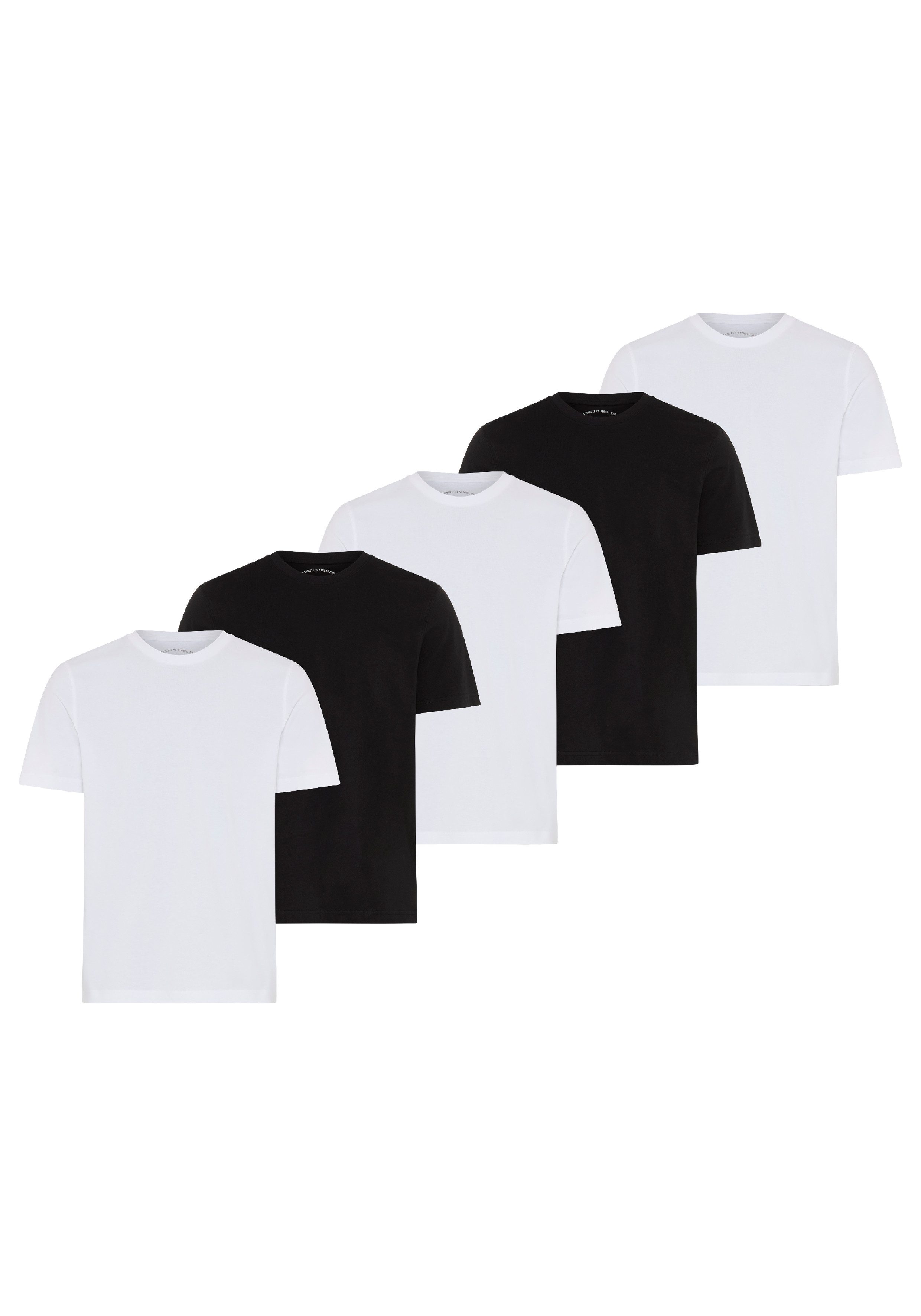 Man's World Rundhalsshirt (5er-Pack) Kurzarm, Regular Fit, unifarben, Rundhals, aus Baumwolle