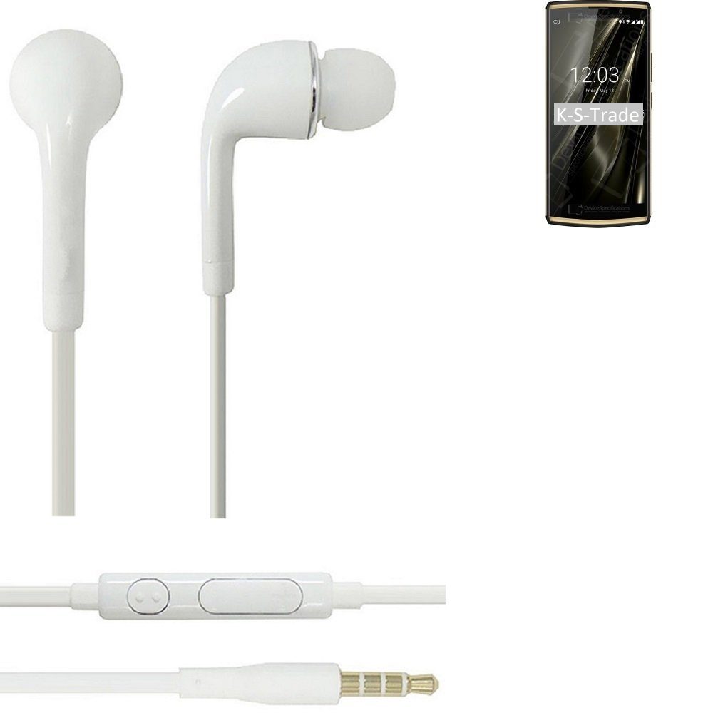 K-S-Trade In-Ear-Kopfhörer (Kopfhörer Headset kompatibel mit Oukitel K7 Pro  mit Mikrofon u Lautstärkeregler weiß 3,5mm Klinke Kabel Headphones  Ohrstöpsel Ohrstecker stereo)