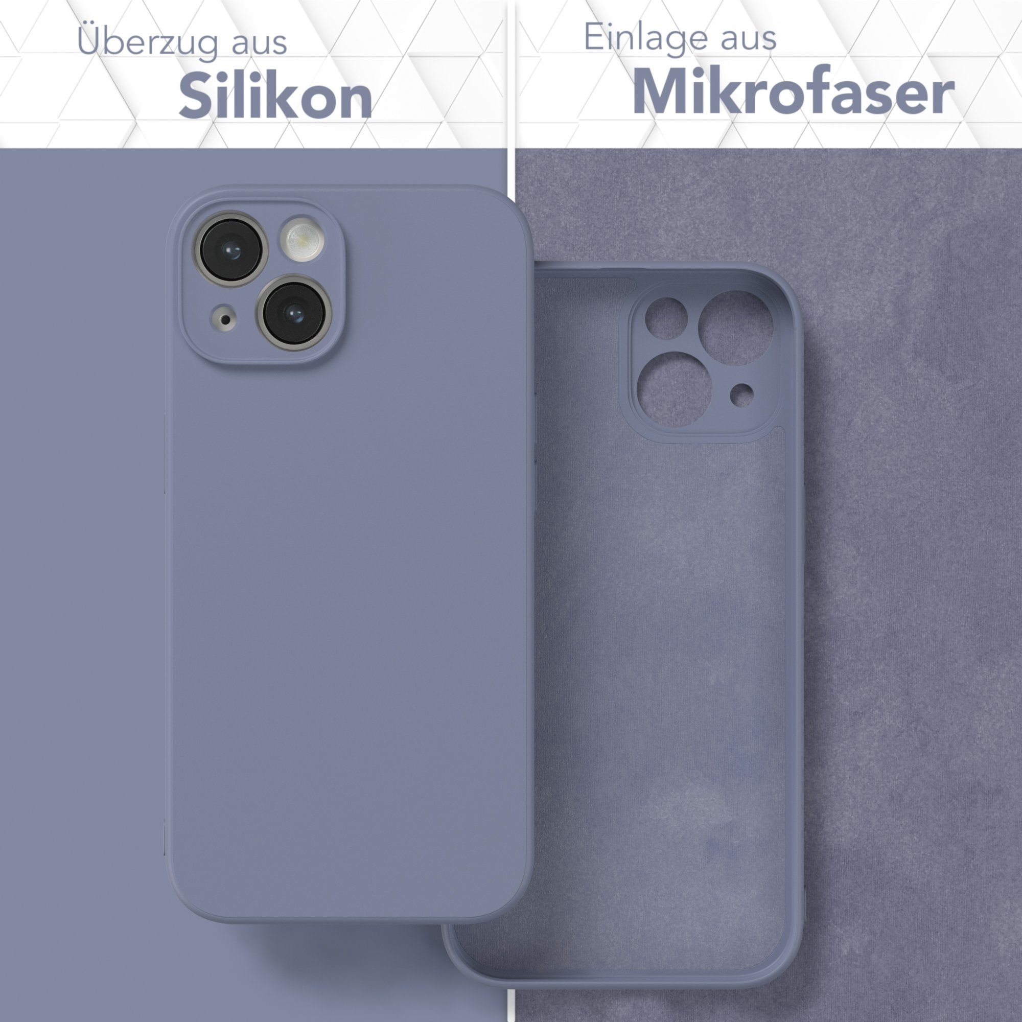 EAZY CASE Handyhülle für Apple iPhone 14 Hülle Silikon 6,1 Zoll, Silikon Schutzhülle mit Kameraschutz Matt Back Cover Soft Eis Blau – Bild 3 von 5