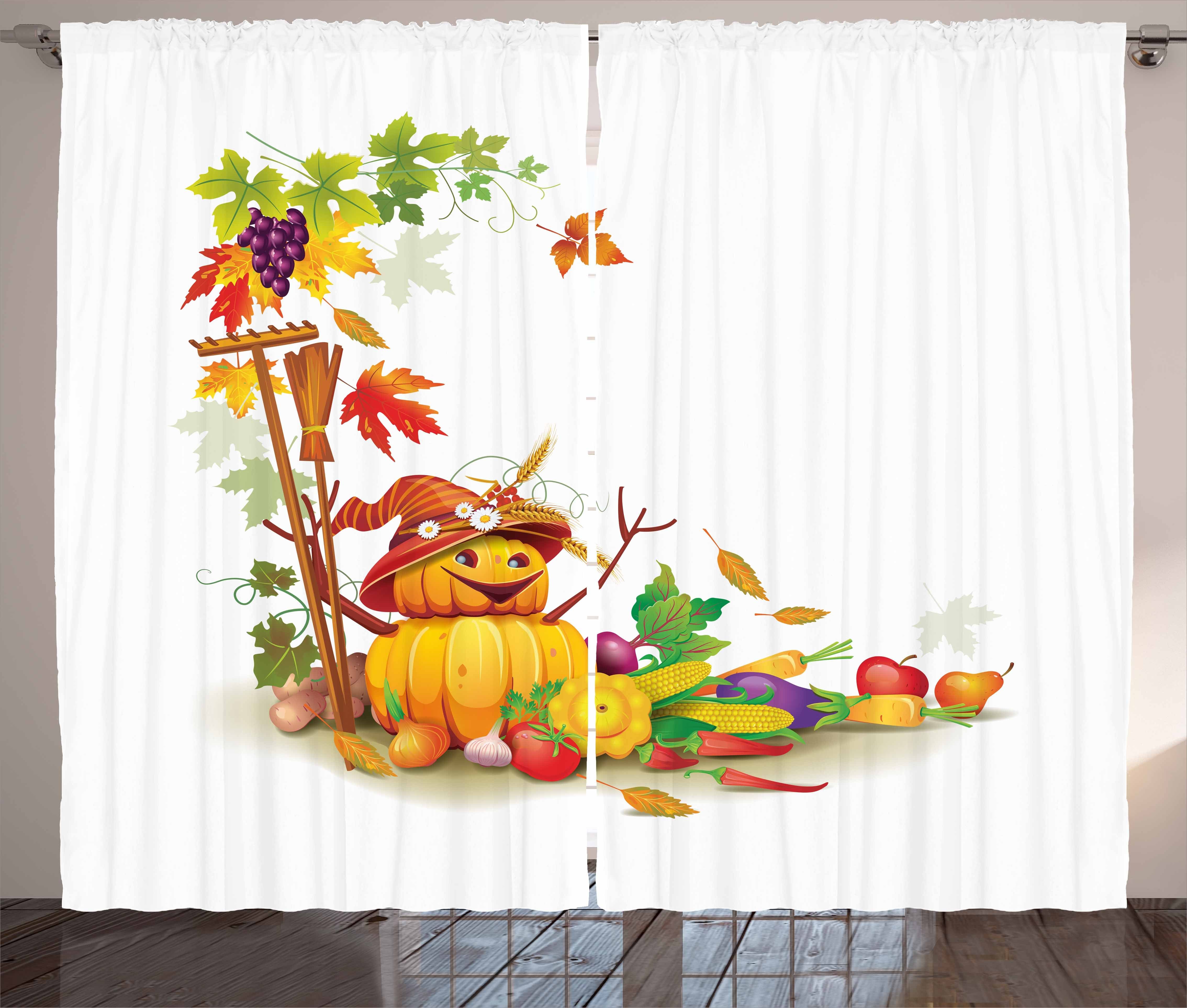 Gardine Schlafzimmer Kräuselband Vorhang mit Schlaufen und Haken, Abakuhaus, das Erntedankfest Herbst-Ernte