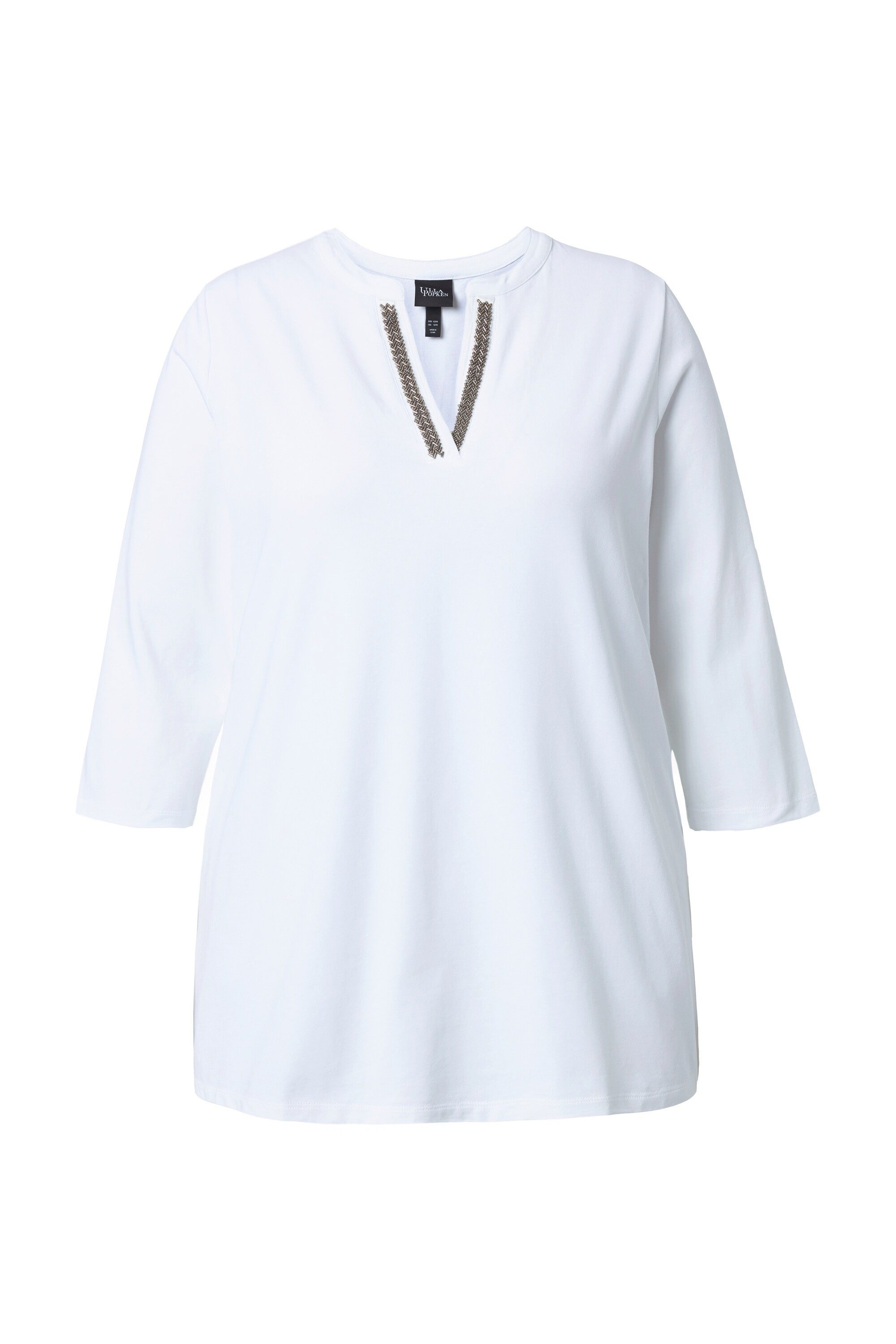 Longshirt Longshirt A-Linie Tunika-Ausschnitt 3/4-Arm