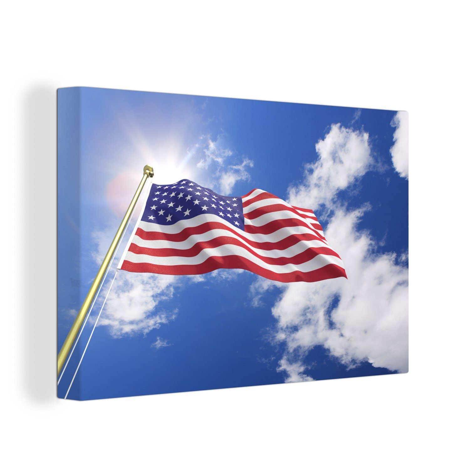 cm Wandbild Sonne, St), Leinwandbilder, der vor Leinwandbild 30x20 (1 Vereinigten OneMillionCanvasses® Wanddeko, Aufhängefertig, der Flagge Staaten
