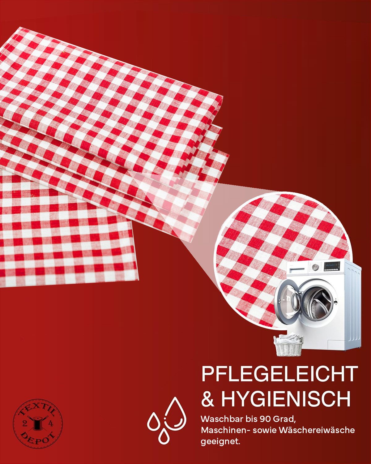 texpot Tischdecke kariert Landhausstil Bauernkaro 100% Baumwolle (1-tlg) – Bild 5 von 5