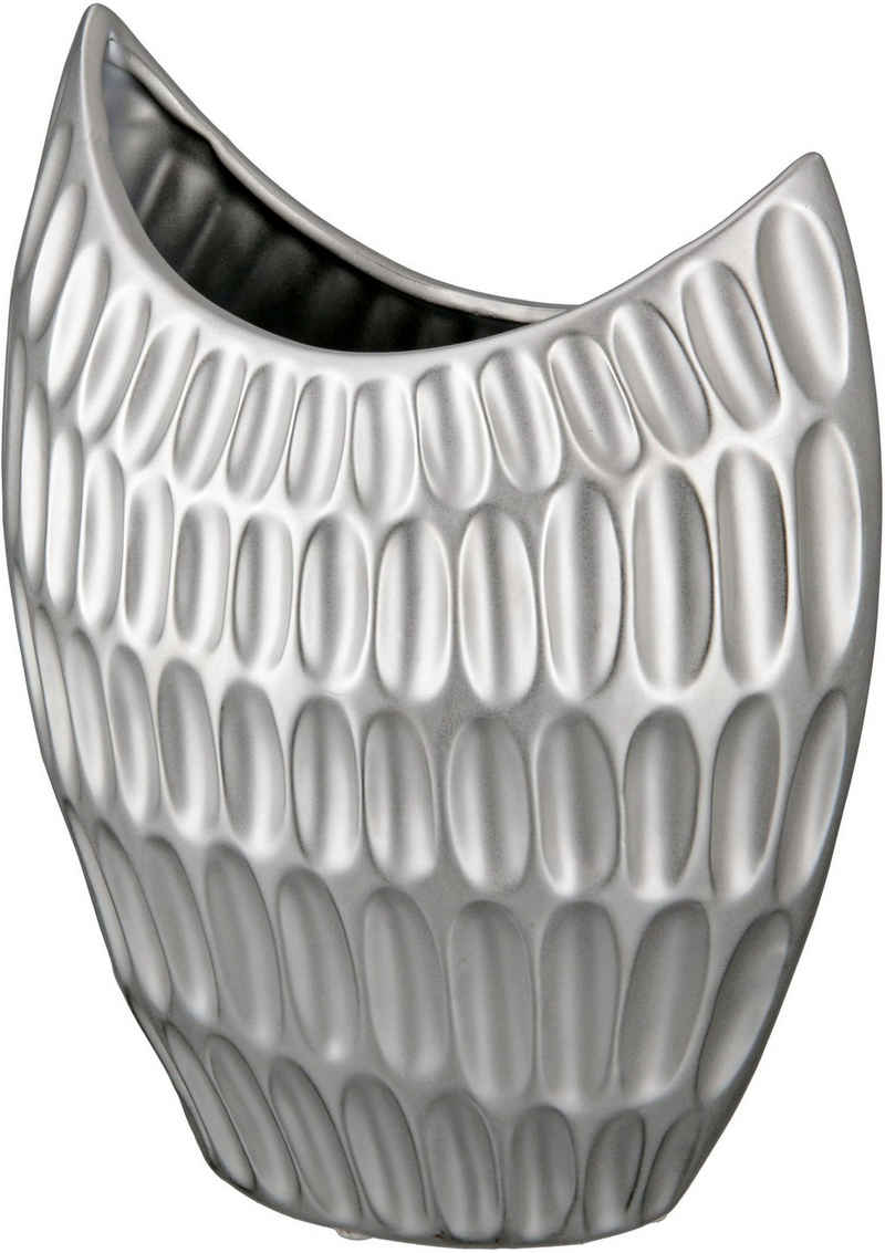 GILDE Tischvase Mondvase Metallico, Höhe ca. 30 cm (1 St), dekorative Vase aus Keramik, Blumenvase