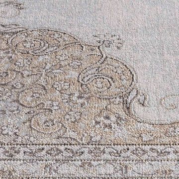 Teppich Palazzo Royal Vintage Medaillon, TaraCarpet, rechteckig, Höhe: 6 mm, Vintage Seiden Optik terra Wohnzimmer Schlafzimmer Esszimmer 67x105