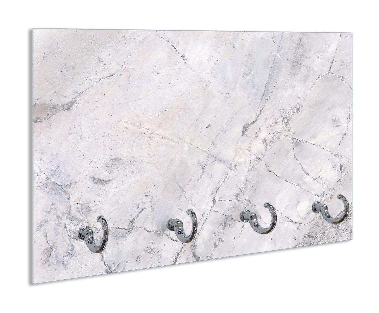 Wallario Schlüsselbrett Graue Marmor-Optik, (inkl. Aufhängeset), 30x20cm, aus ESG-Sicherheitsglas