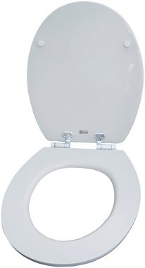 CORNAT WC-Sitz Look manhattangrau - Hochwertiger Holzkern - Absenkautomatik, Schnellbefestigung - Komfortables Sitzgefühl / Toilettensitz