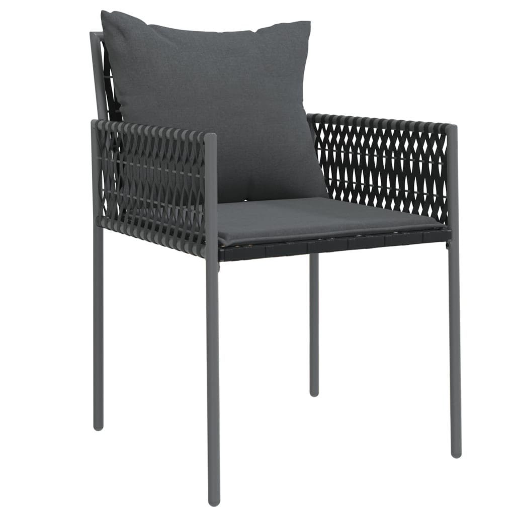 vidaXL Gartenstuhl Gartenstühle mit Kissen Polyrattan 54x61x83 Stk 2 cm Schwarz