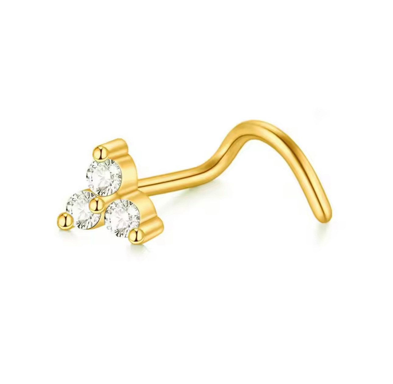 Nasenpiercing Stecker Titan G23 Trinity 3 Zirkonia Steine Größe 4,5mm