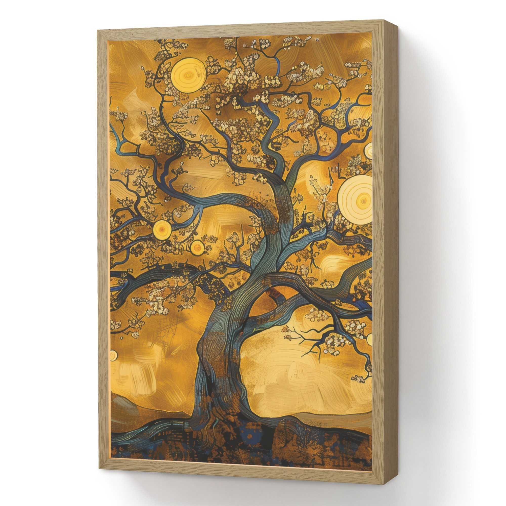 OnlyWow Wandleuchte Lightbox Baum - Baum des Lebens - Abstrakt - Gold, Dimmbar, Farbwechsel, LED, Warmweiß, Kaltweiß, Neutralweiß Einstellbar, Wandlampe Innen, Dimmbar, Aufladbarer USB Akku, LED, Beleuchtung