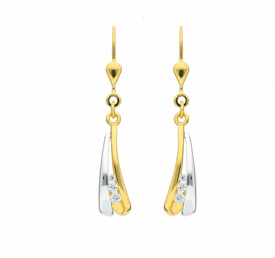 Adelia´s Paar Ohrhänger 333 Gold Ohrringe Ohrhänger, mit Zirkonia  Goldschmuck für Damen, Maße - Höhe 14,7 mm