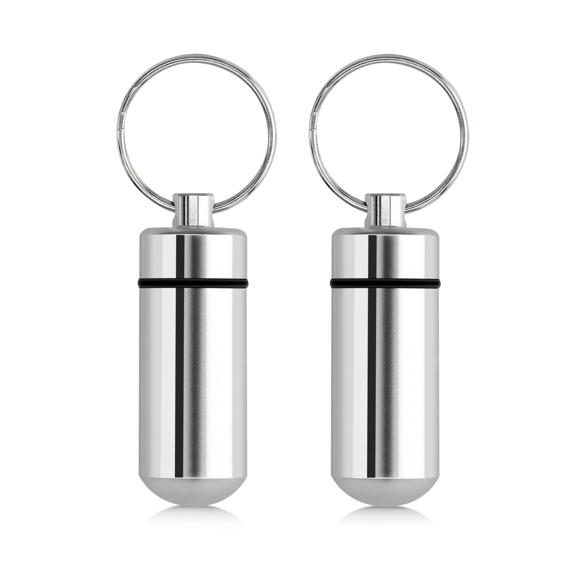 kwmobile Pillendose 2x Metall Pillendose (2 St), 4,8 x 1,7 x 1,7 cm - Tablettendose Box - Pillenbox Aluminium