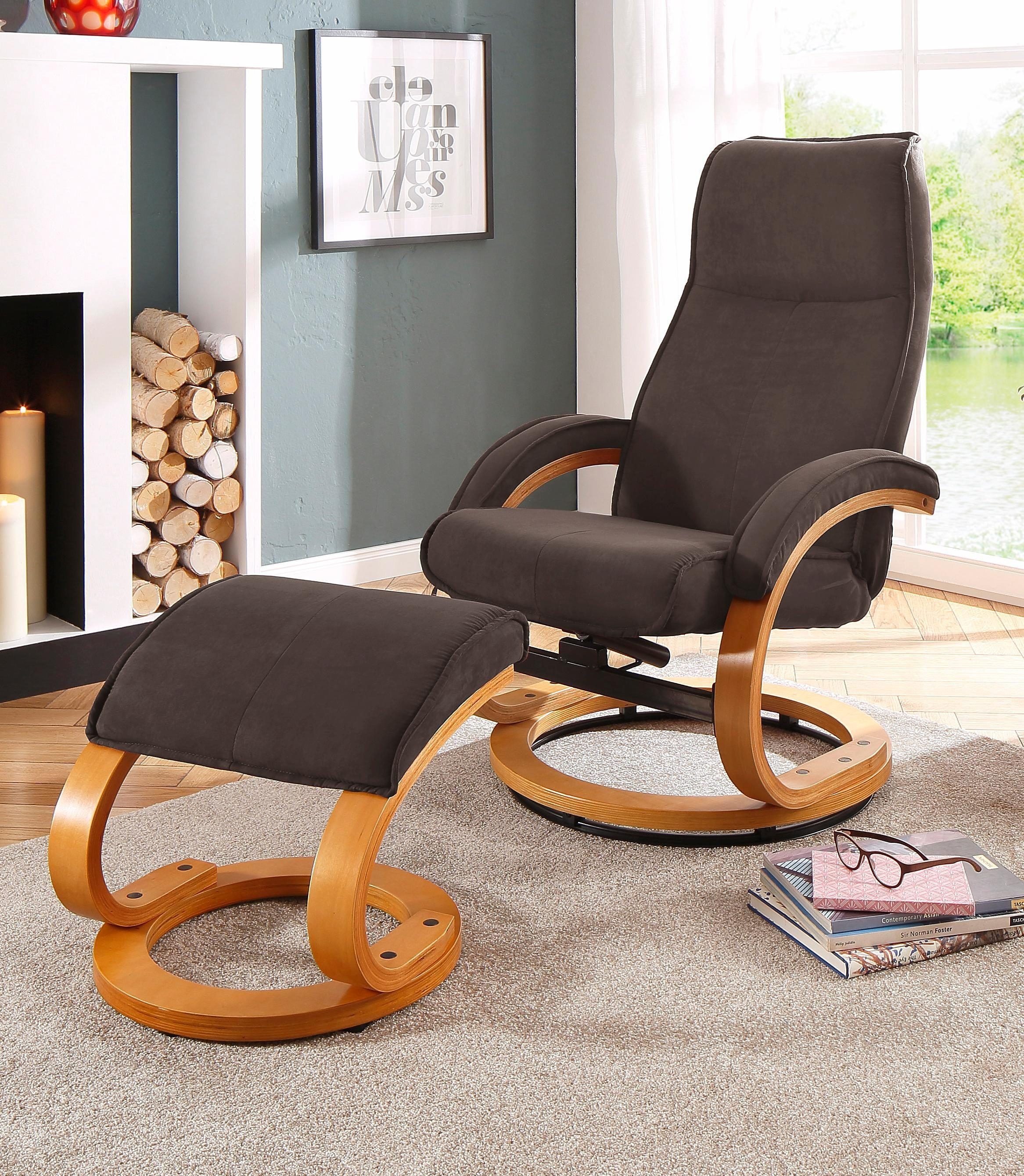 Home affaire Relaxsessel Paris, TV-Sessel mit Hocker und manueller Liegefunktion (Set, 2-St., bestehend aus Кресла und Hocker), Dreh- und Kippfunktion