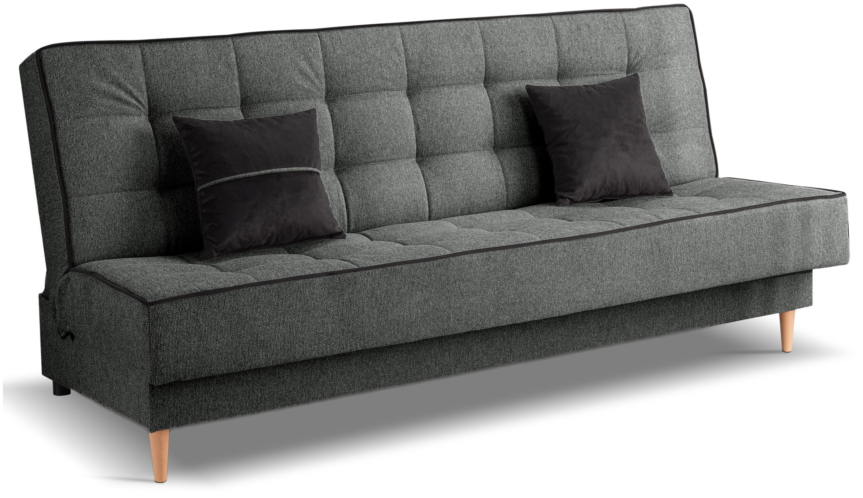 xonox.home Schlafsofa, 3 Sitzer aus Strukturstoff in grau inkl. Zierkissen B/H/T: 199x91x91cm