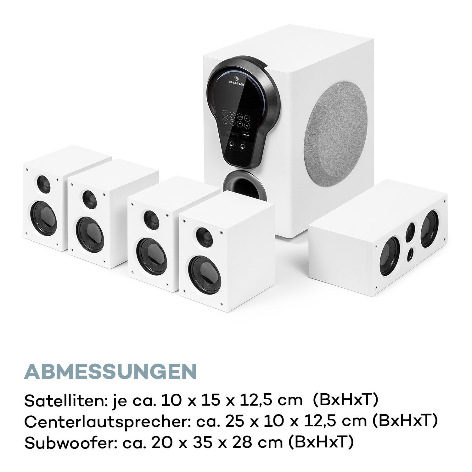 Lautsprecher DG 525 System Auna Areal 5.1 5.1-Surround-System Weiß (Bluetooth)