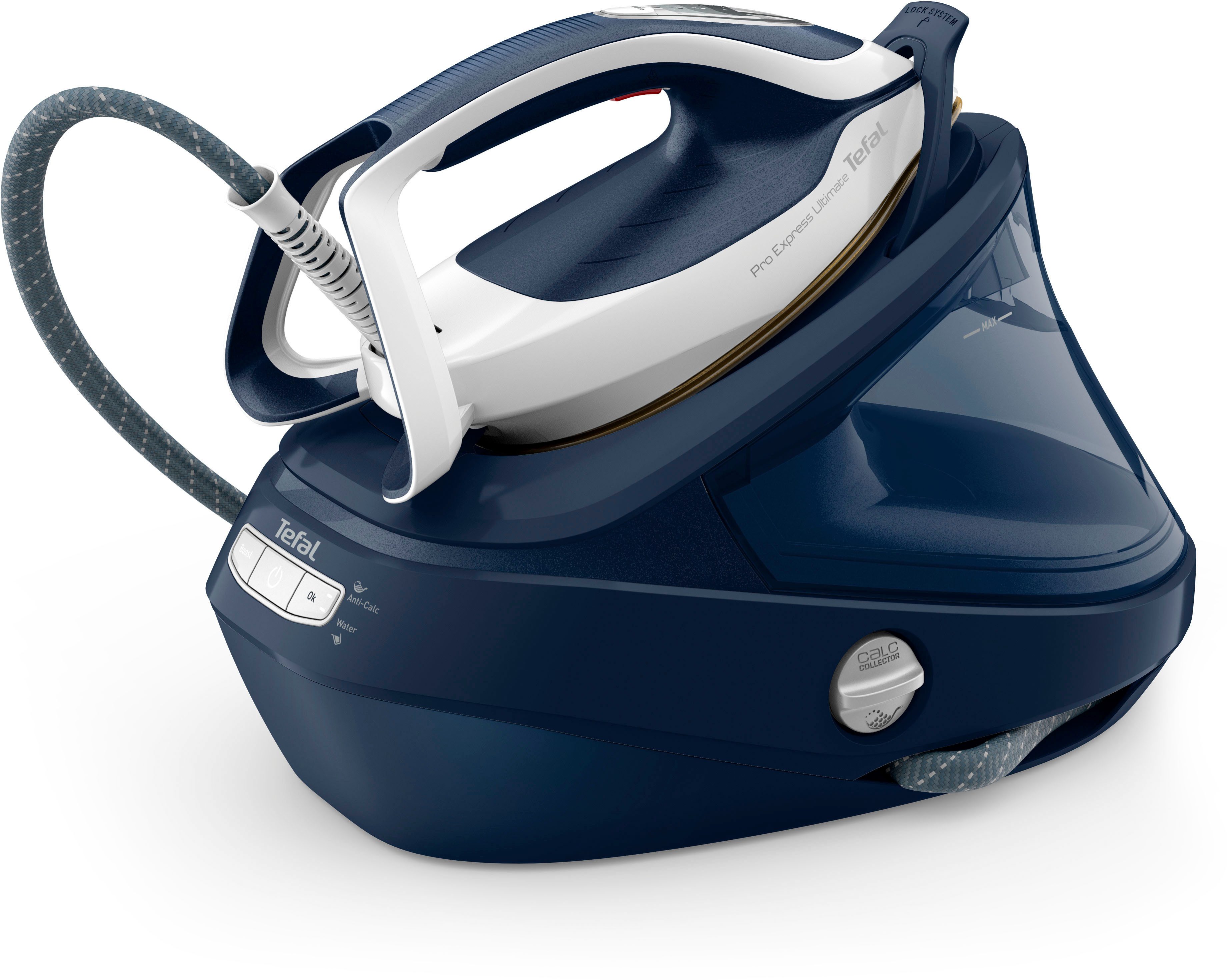 Tefal Dampfbügelstation Pro Express Ultimate, 8-Bar-Druck, abnehmbarer Kalk-Kollektor, 1200 ml Wassertank, konstante Dampfabgabe 170 g/Min., Dampfstoß 590 g/Min – Bild 2 von 5