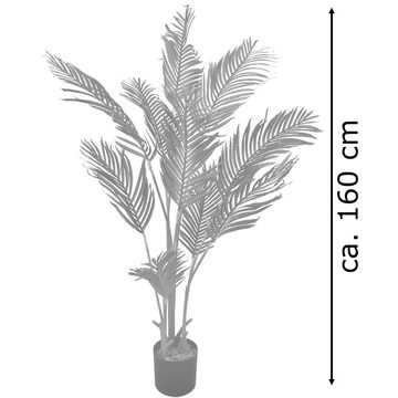 Kunstpalme Kunstpflanze Palme Palmenbaum Arekapalme Künstliche Pflanze 160 cm, Decovego