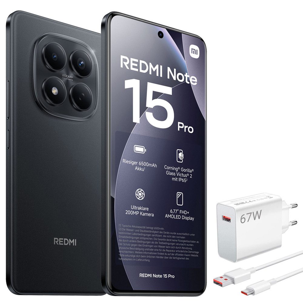 Xiaomi Redmi Note 15 Pro 4G 12+512GB Smartphone & 67W HyperCharge Handy (200 MP Kamera)