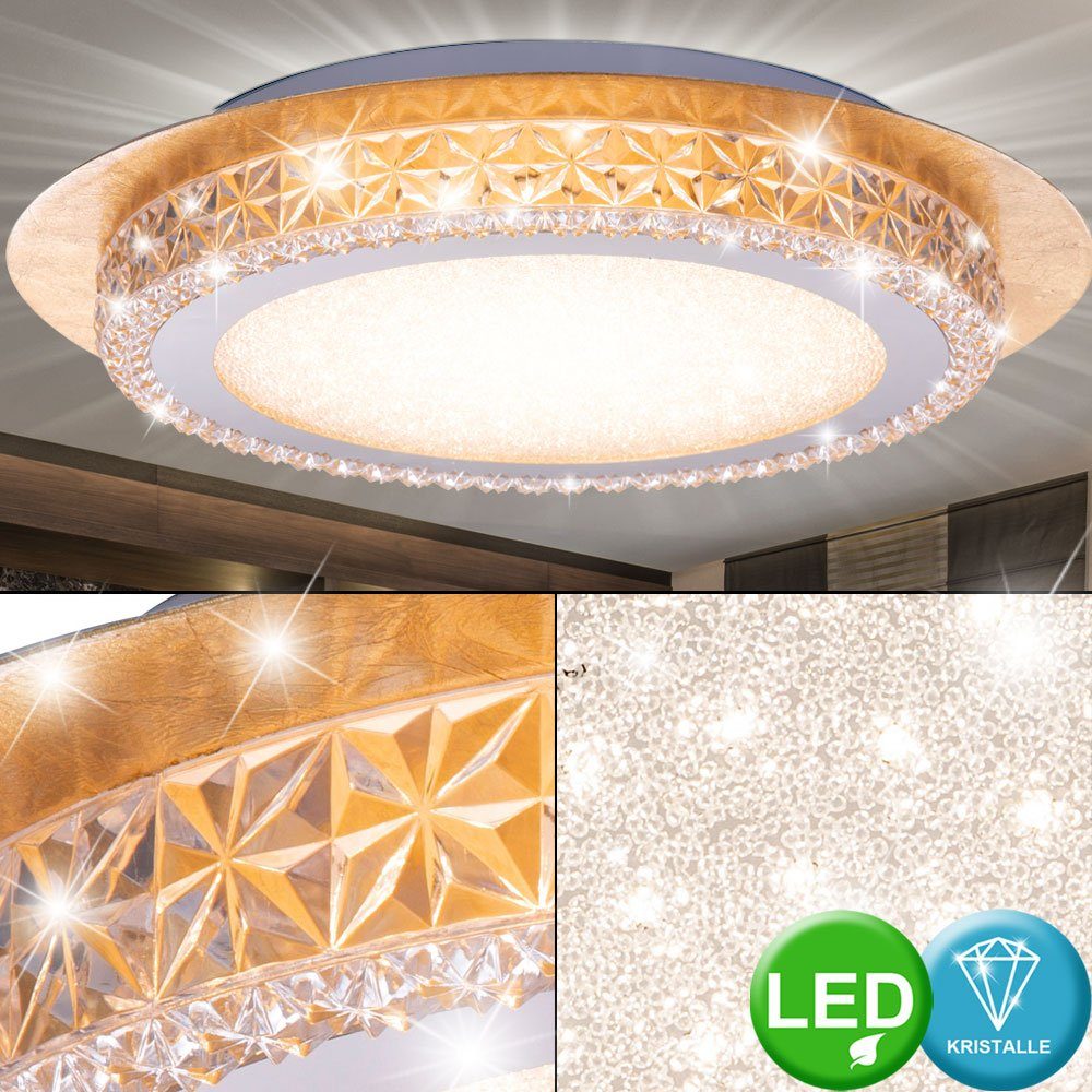 LED Decken Leuchte rund Lampe Gold patiniert Ess Zimmer Flur Design Beleuchtung 