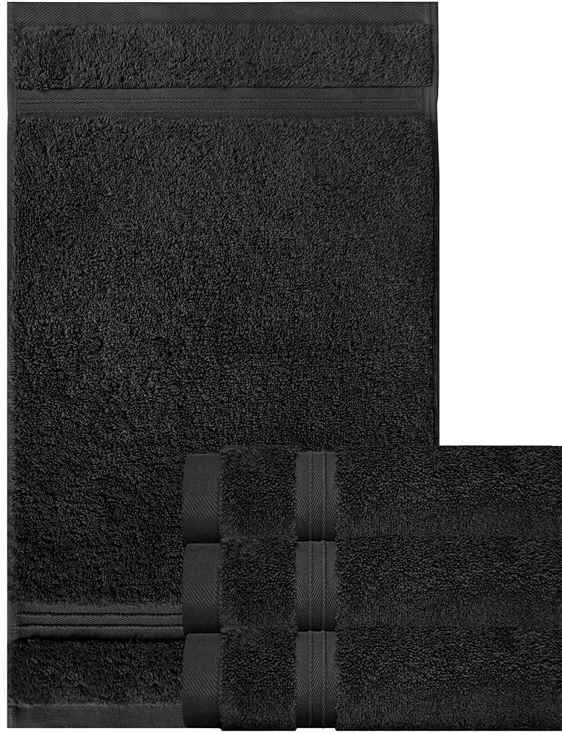 Lashuma Gästehandtücher Linz, Frottee Handtuchset Frottee schwarz (4-St), cm 30x50