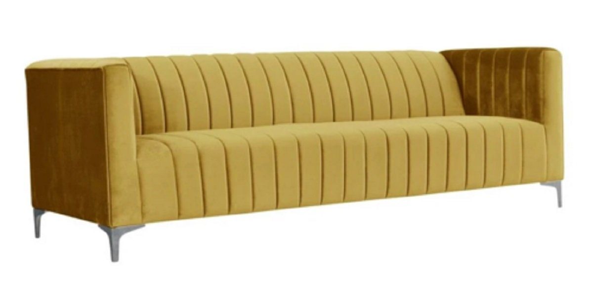 Gelb Wohnzimmer Dreisitzer Sofa Couch, in Europe Made Stoff Polster Design JVmoebel