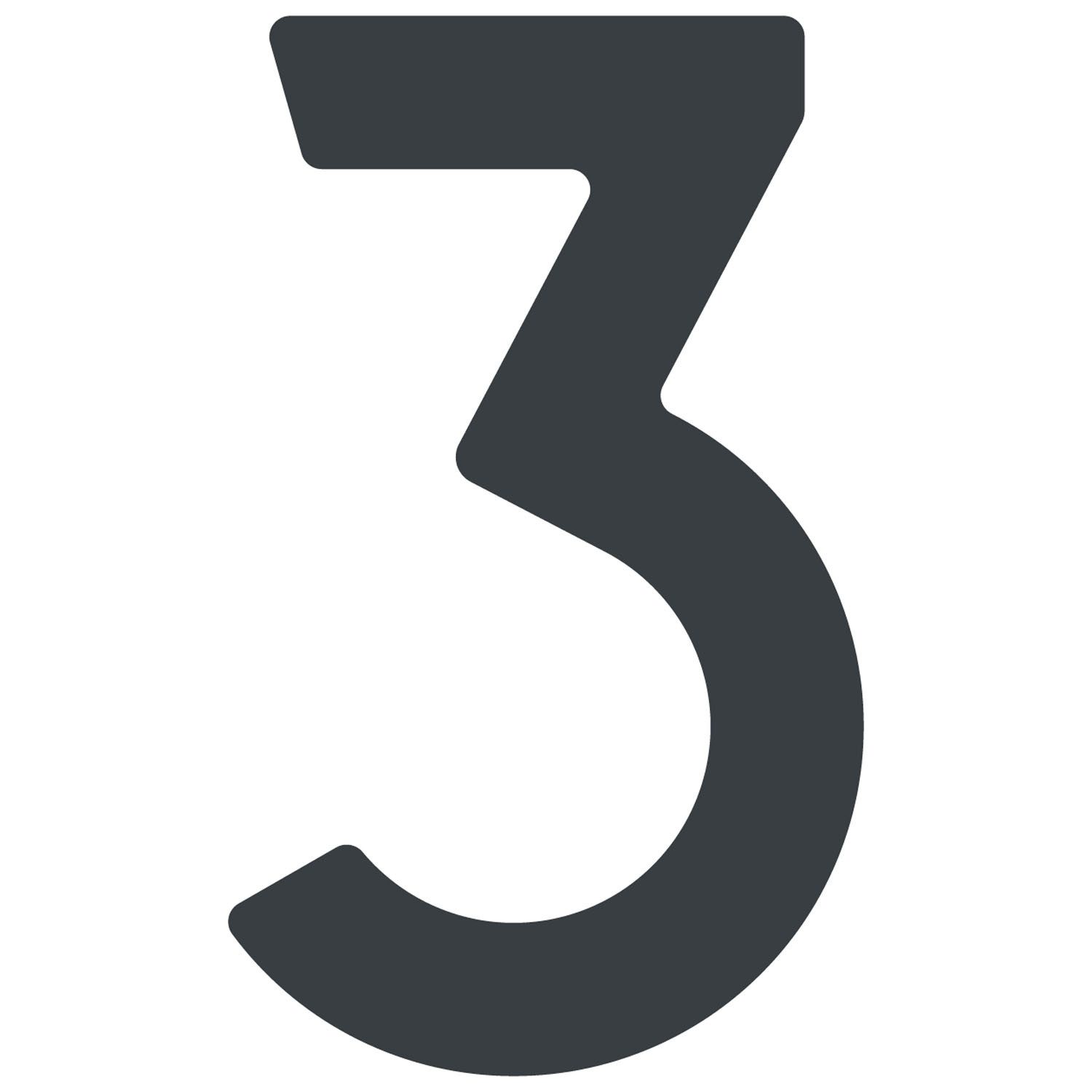 Bravios Briefkasten Selbstklebende Hausnummer "3" - 76 mm in Anthrazit