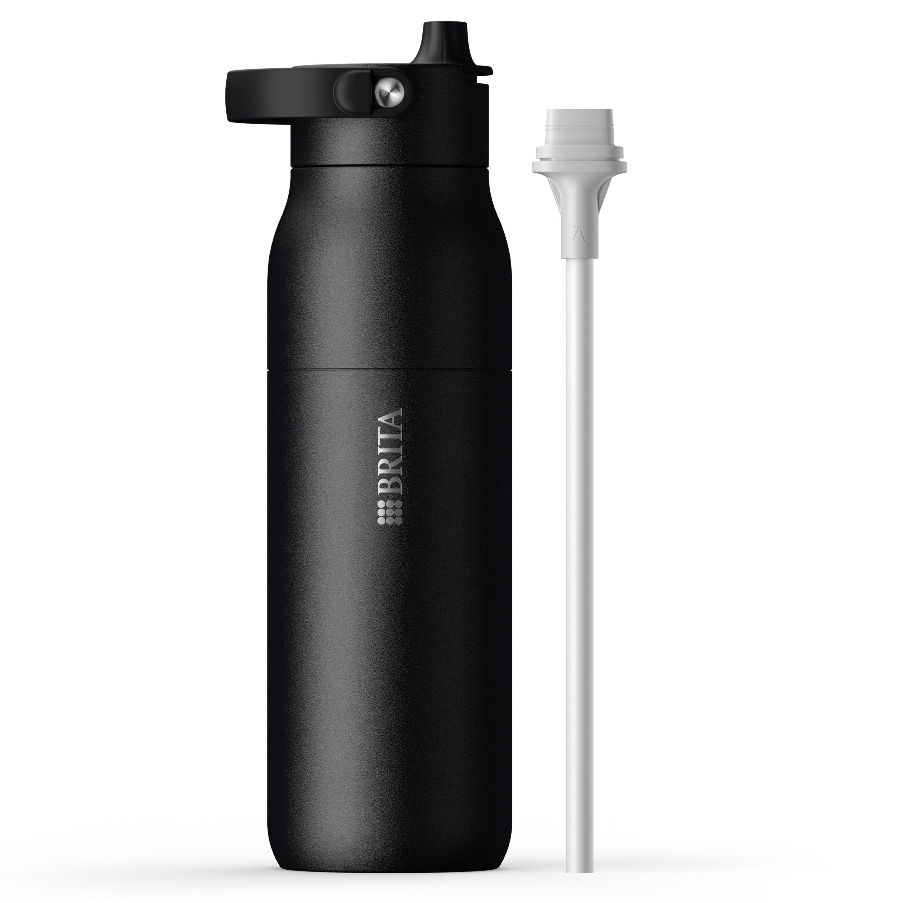 BRITA Trinkflasche BRITA LARQ Essential Trinkflasche (1L) mit Strohhalm, Edelstahl Wasserflasche mit doppelwandiger Isolierung - hält 24h kalt