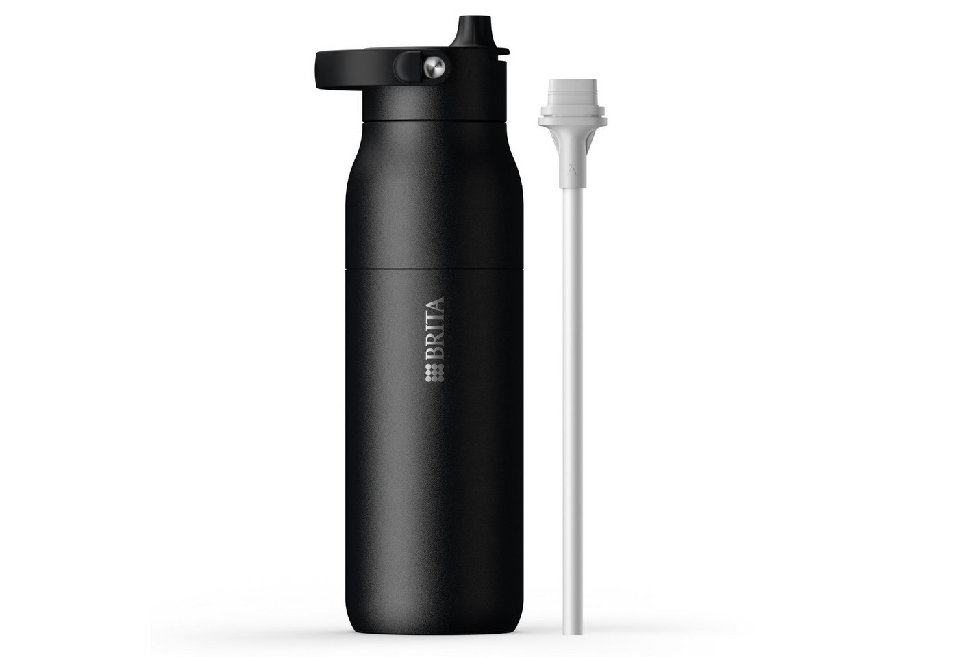 BRITA Trinkflasche BRITA LARQ Essential Trinkflasche (1L) mit Strohhalm, Edelstahl Wasserflasche mit doppelwandiger Isolierung - hält 24h kalt
