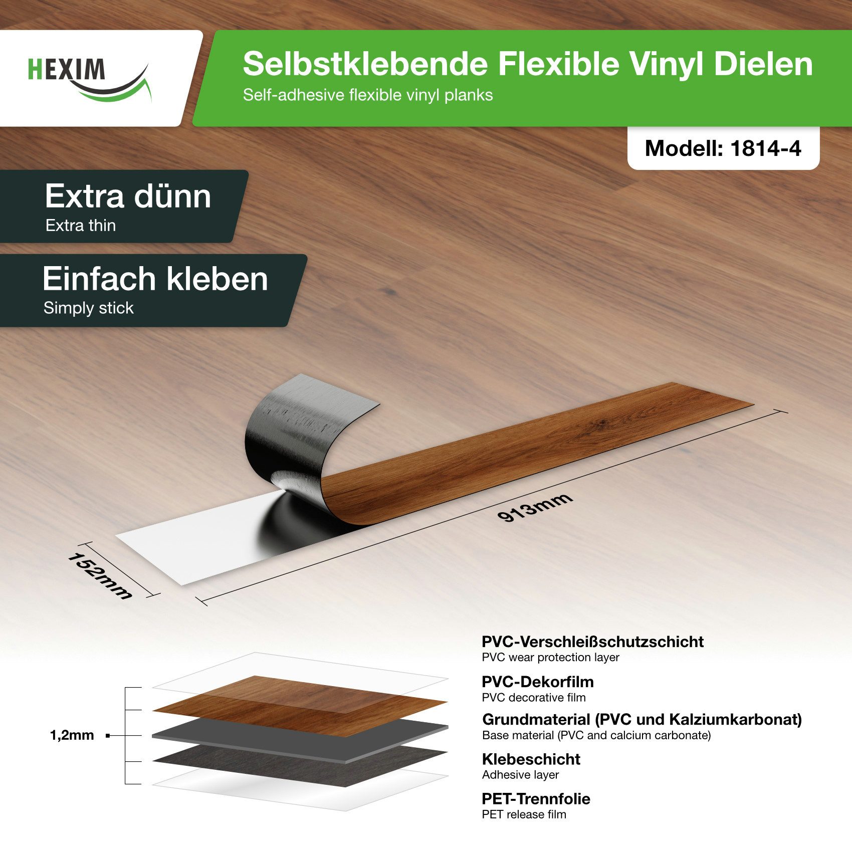 Hexim Vinylboden, Vinyldielen 0,97m² selbstklebend PVC Wandverkleidung Bode günstig online kaufen