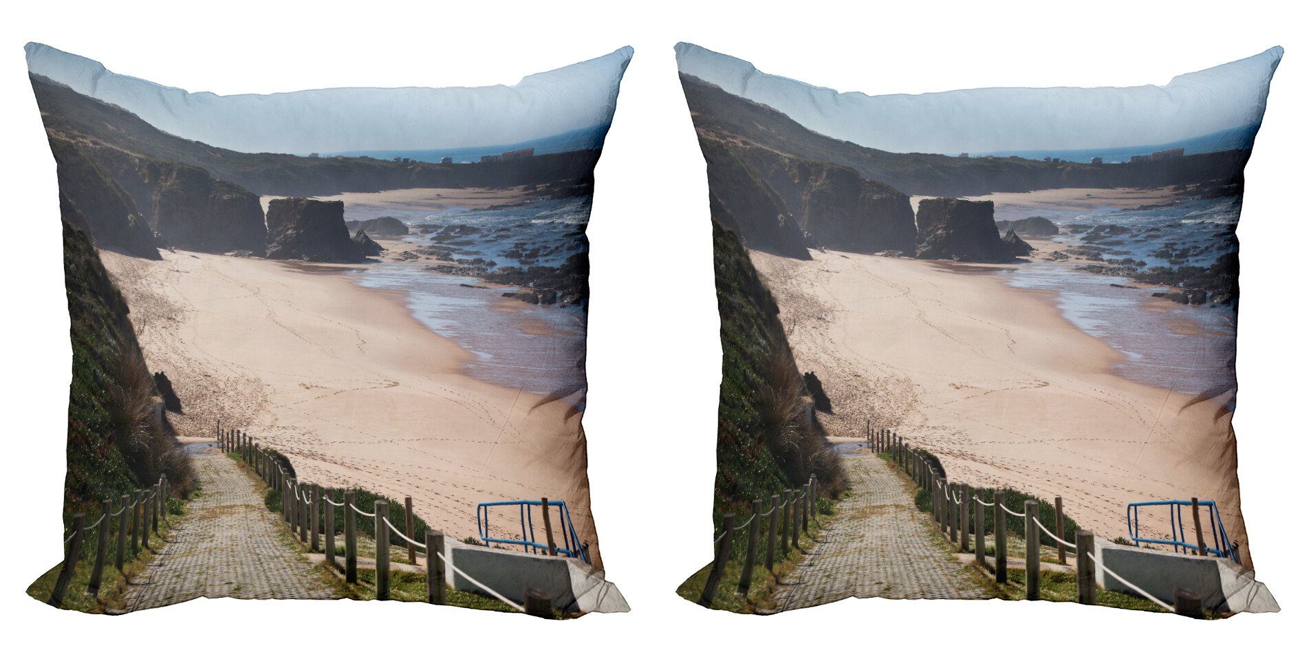 Küste Stück), Abakuhaus Accent Natur Strand Digitaldruck, Doppelseitiger Ozean Modern (2 Kissenbezüge