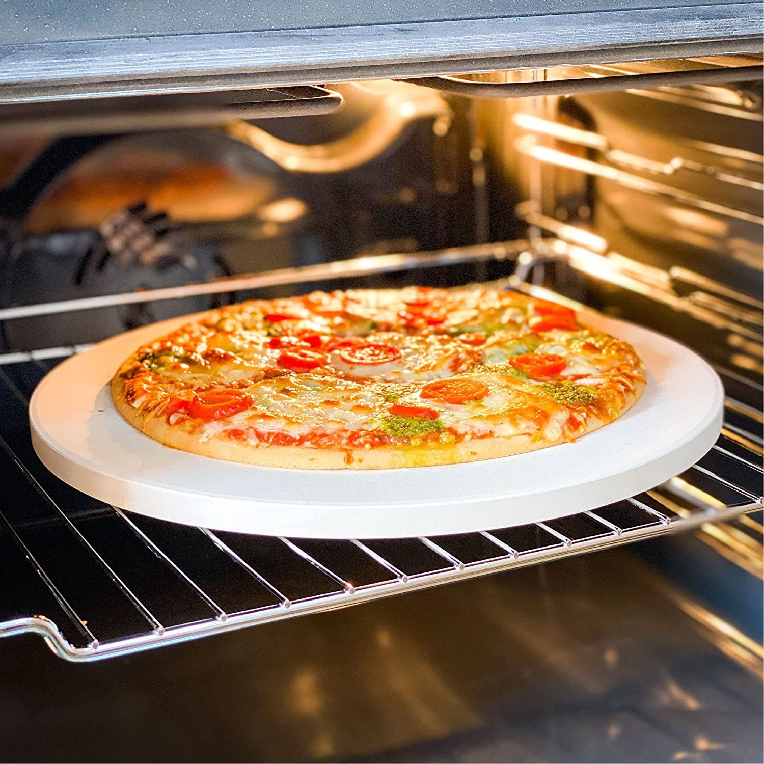 Praknu Pizzastein »Pizzastein Rund 30cm«, Cordierit, (1St), für Backofen und Grill Rund 30 cm