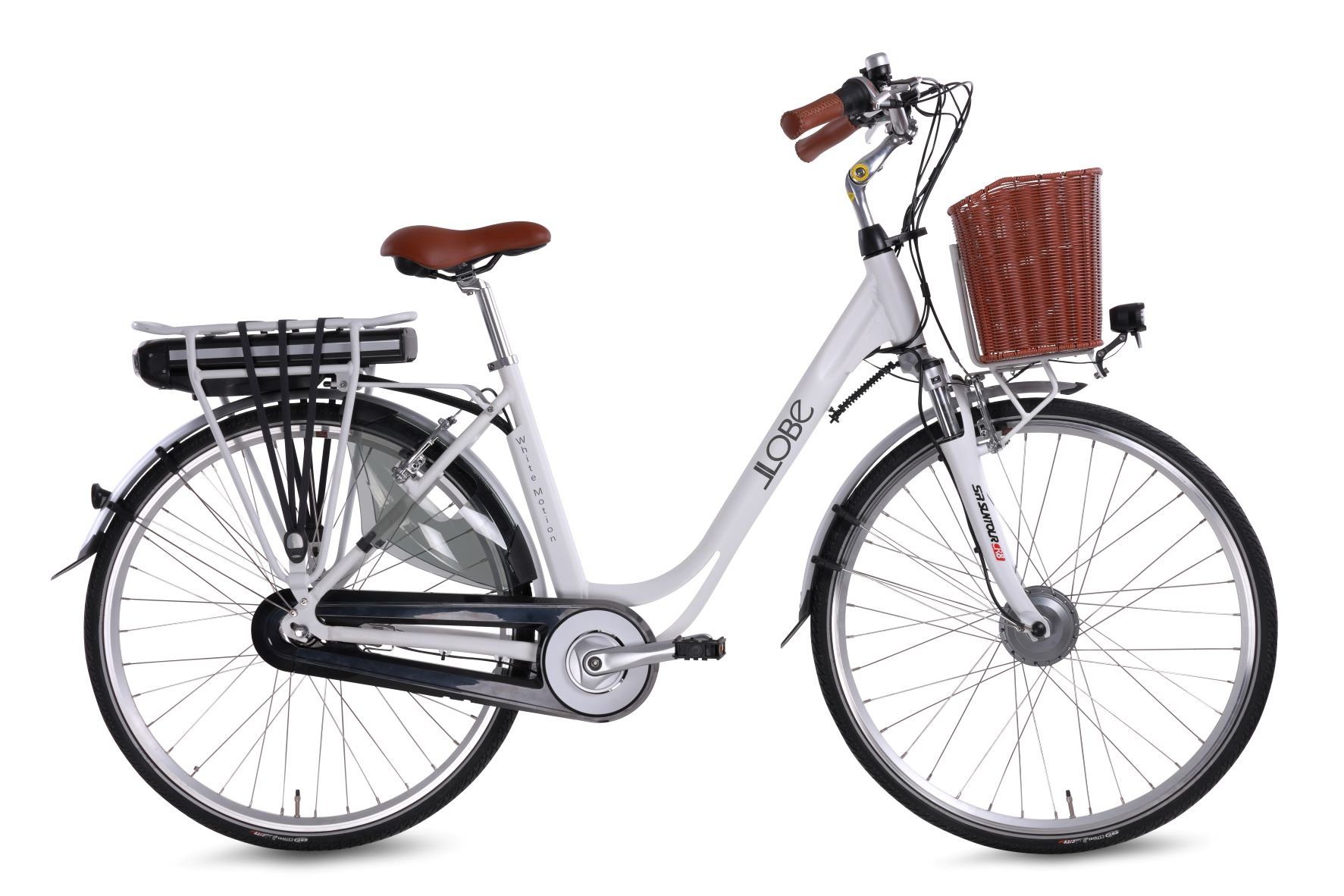 Frontkorb E-Bike 7-Gang, 7 LLobe 10,0Ah, 36V Akku, City-E-Bike Weidenoptik 28" Gang, White 360,00 in Motion 3.0 Wh Frontmotor, /