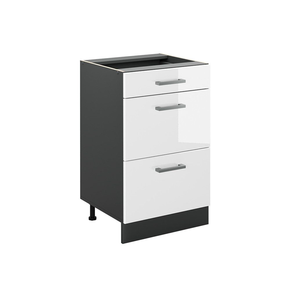 Vicco Unterschrank R-Line, Weiß Hochglanz/Anthrazit, 50 cm ohne Arbeitsplatte (1-St)