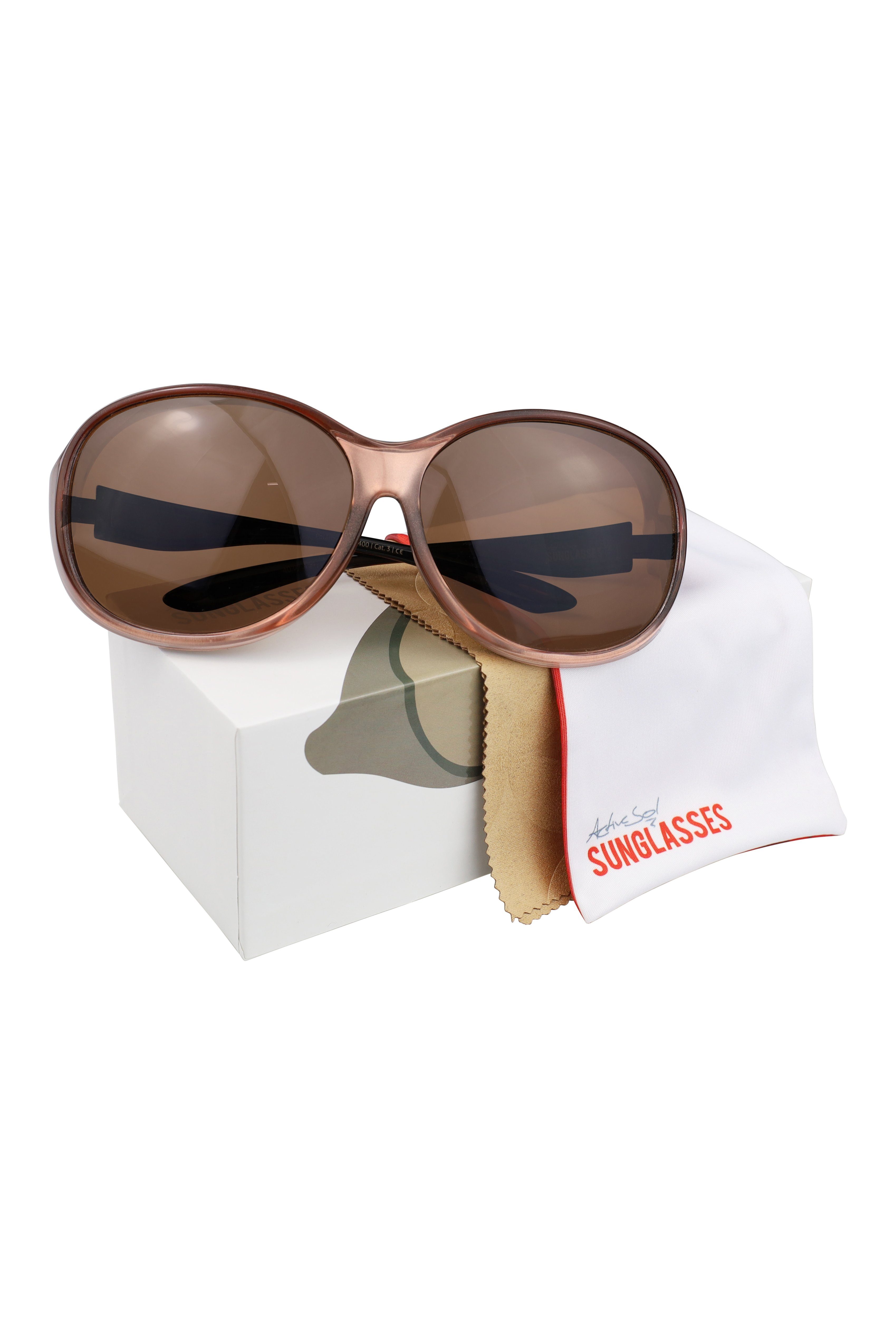Überziehsonnenbrille Rosé SUNGLASSES ActiveSol (inklusive Vintage Damen Stil und Brillenputztuch) MEGA Schiebebox Sonnenbrille
