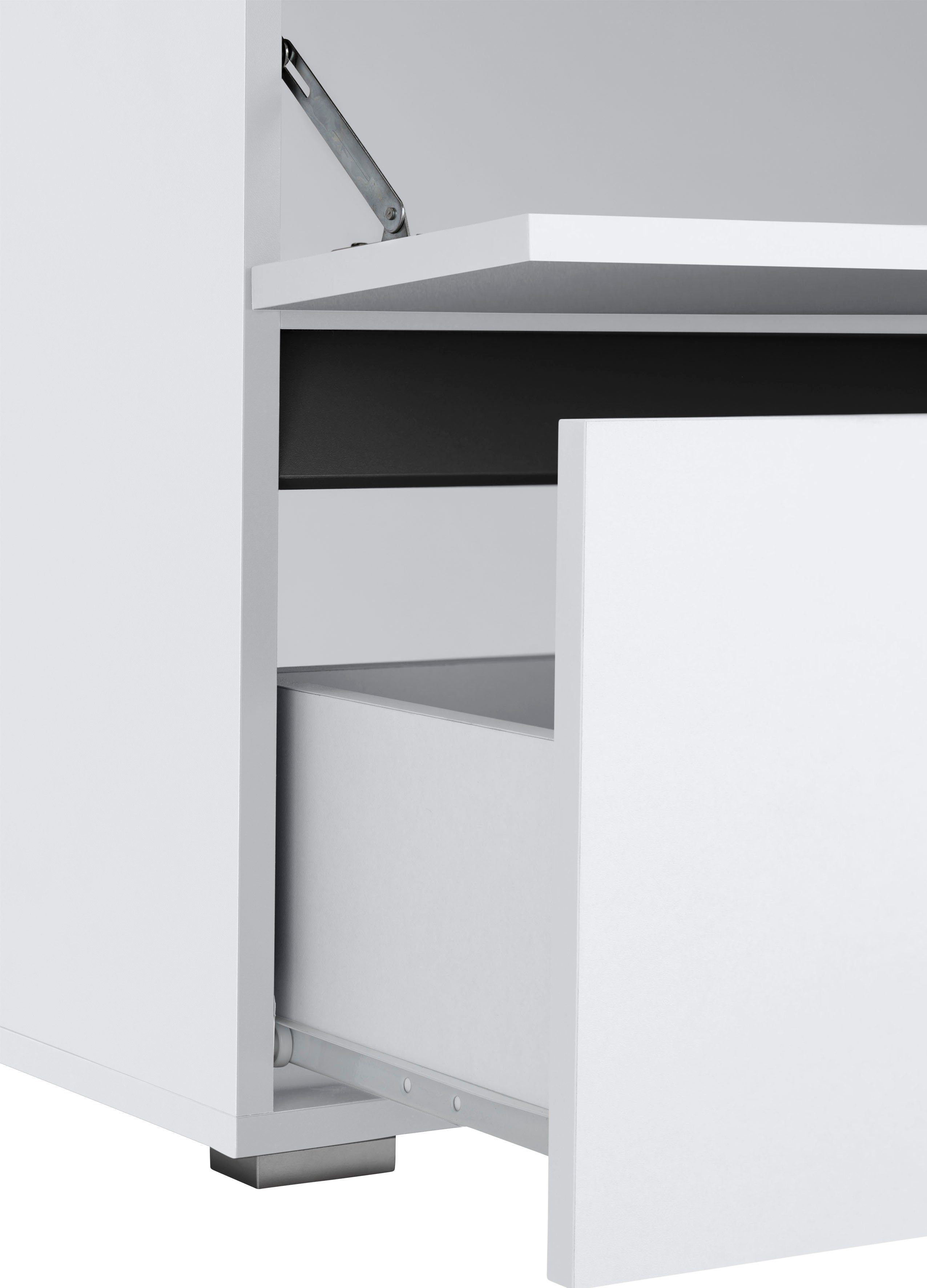 Home affaire Breite Push-to-open-Funktion, Waschbeckenunterschrank | cm 80 weiß/weiß Siphonausschnitt, Wisla Höhe 55 weiß cm