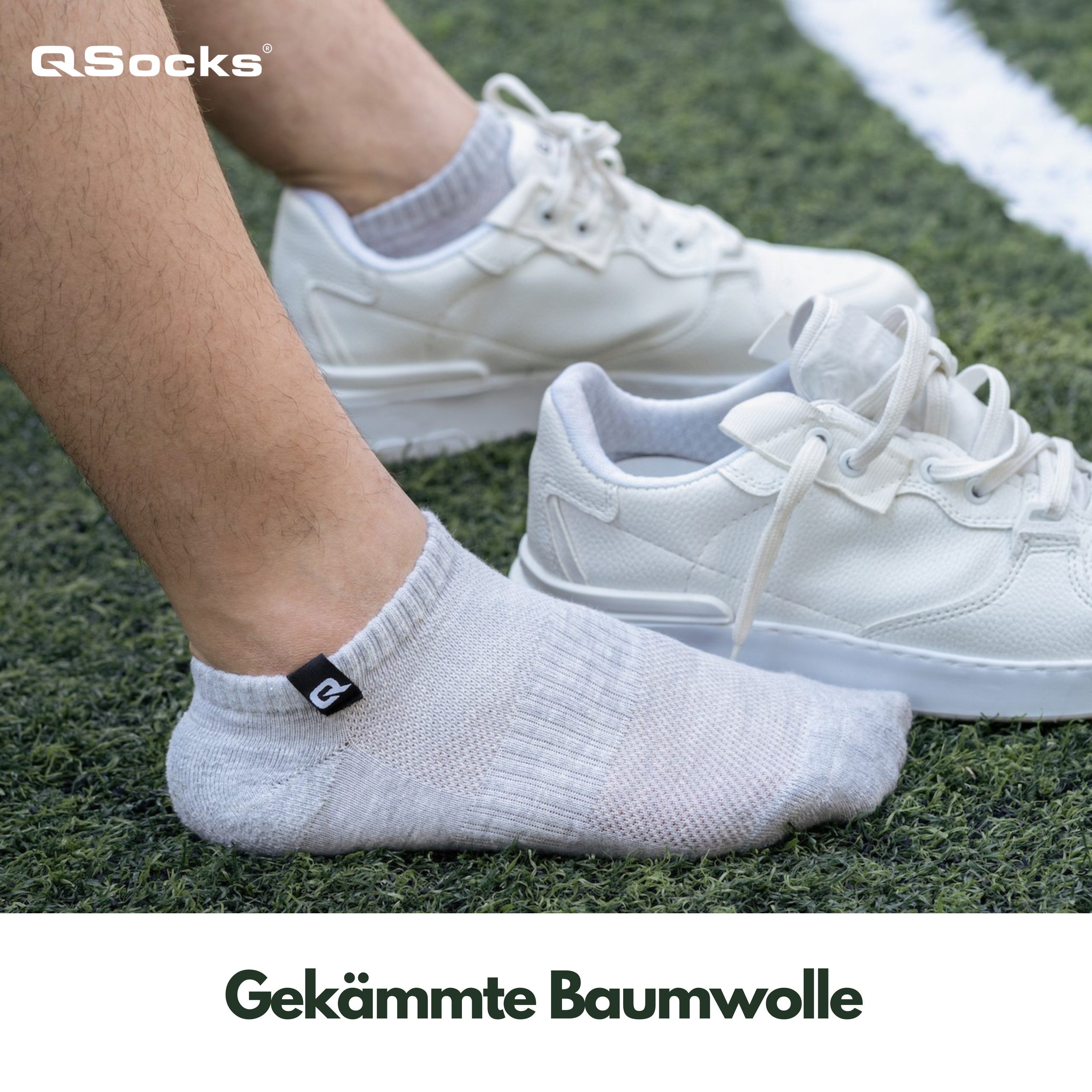 QSOCKS Socken gepolsterte Sneaker Socken für Damen & Herren (Packung, 6 Paar) Doppelt genäht für langanhaltende Festigkeit